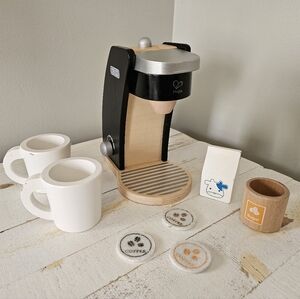 Hape Wooden Coffee Maker Set - Black and Natural